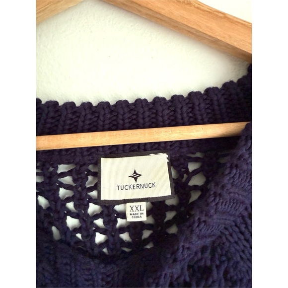 Tuckernuck • Navy Crochet Knit Jules Sweater in Navy Blue - Picture 9 of 10